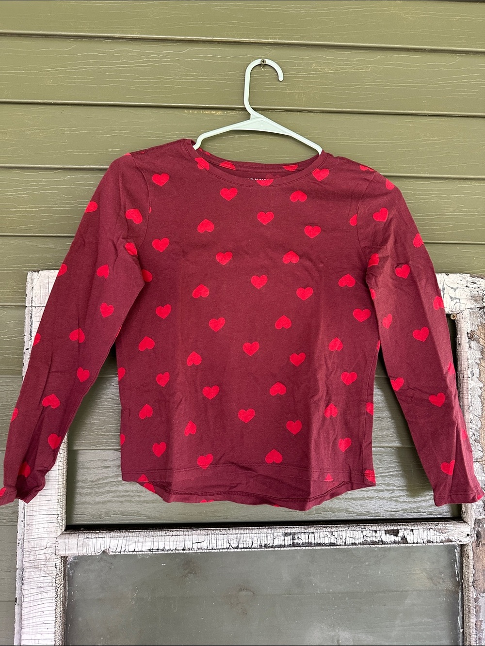 Old Navy Red Heart-Print Long Sleeve Tee